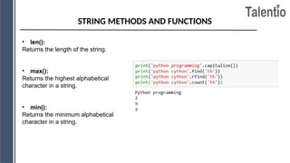 string in python programming in cse subject | PPTX