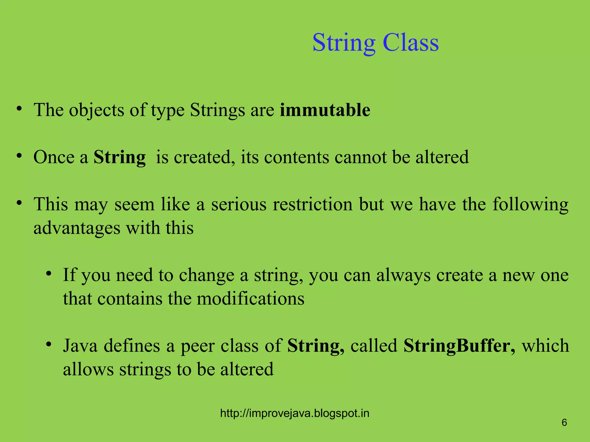 String classes and its methods.20