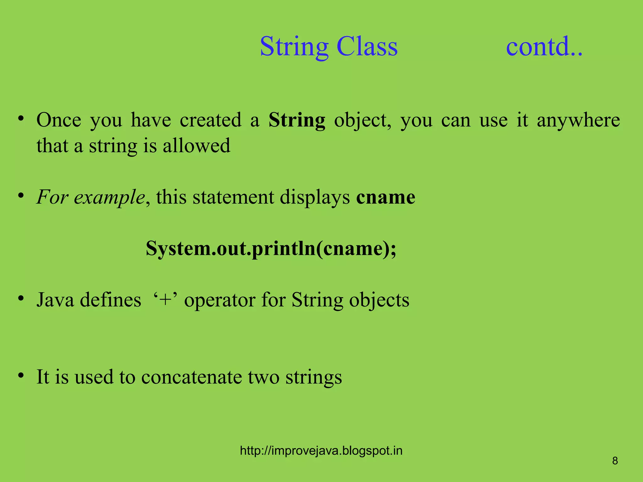 String classes and its methods.20