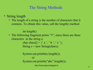 String classes and its methods.20