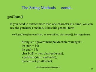 String classes and its methods.20