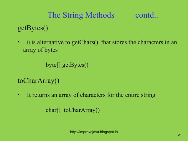 String classes and its methods.20