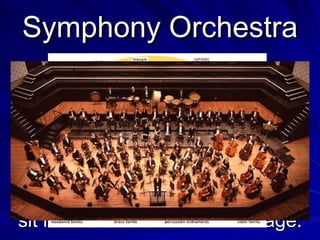 Symphony Orchestra Instrument families always sit in the same area of the stage.
