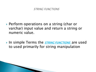 String functions | PPTX | Programming Languages | Computing