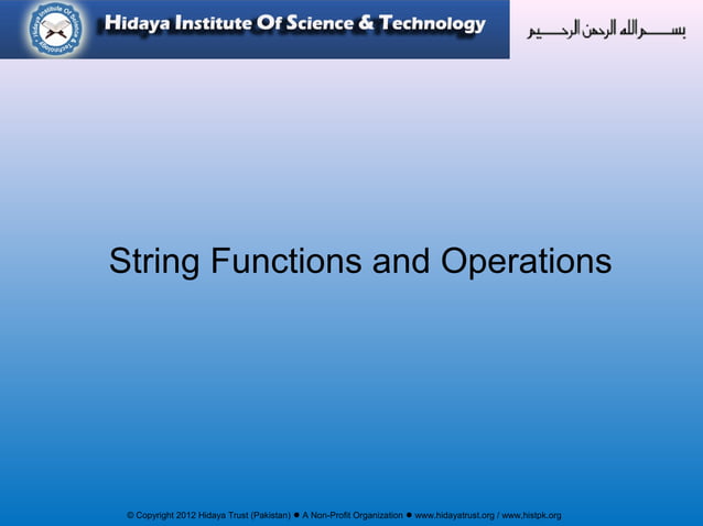 String functions and operations | PPT | Web Development | Internet