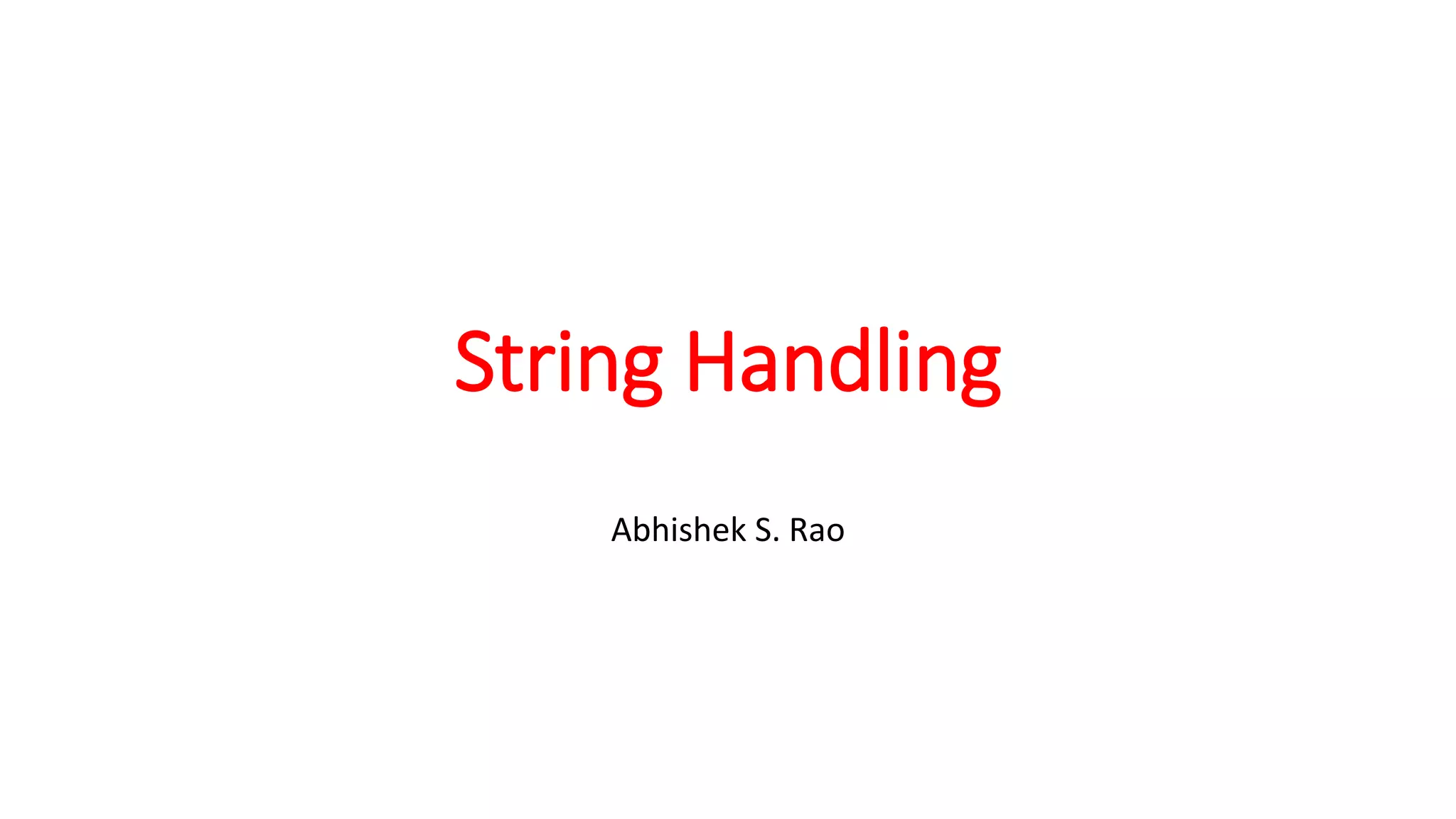 String handling | PPT