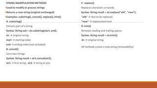 Comprehensive Overview of Java String Handling Methods | PDF