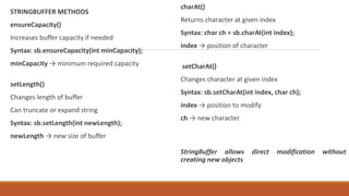 java stringbuffer setlength() method Images High... Comprehensive Overview of Java String Handling Methods | PDF