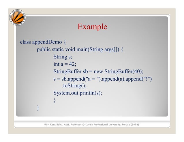 String handling(string buffer class) | PPT