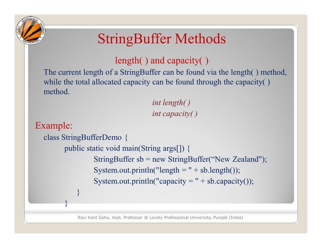 String handling(string buffer class) | PPT