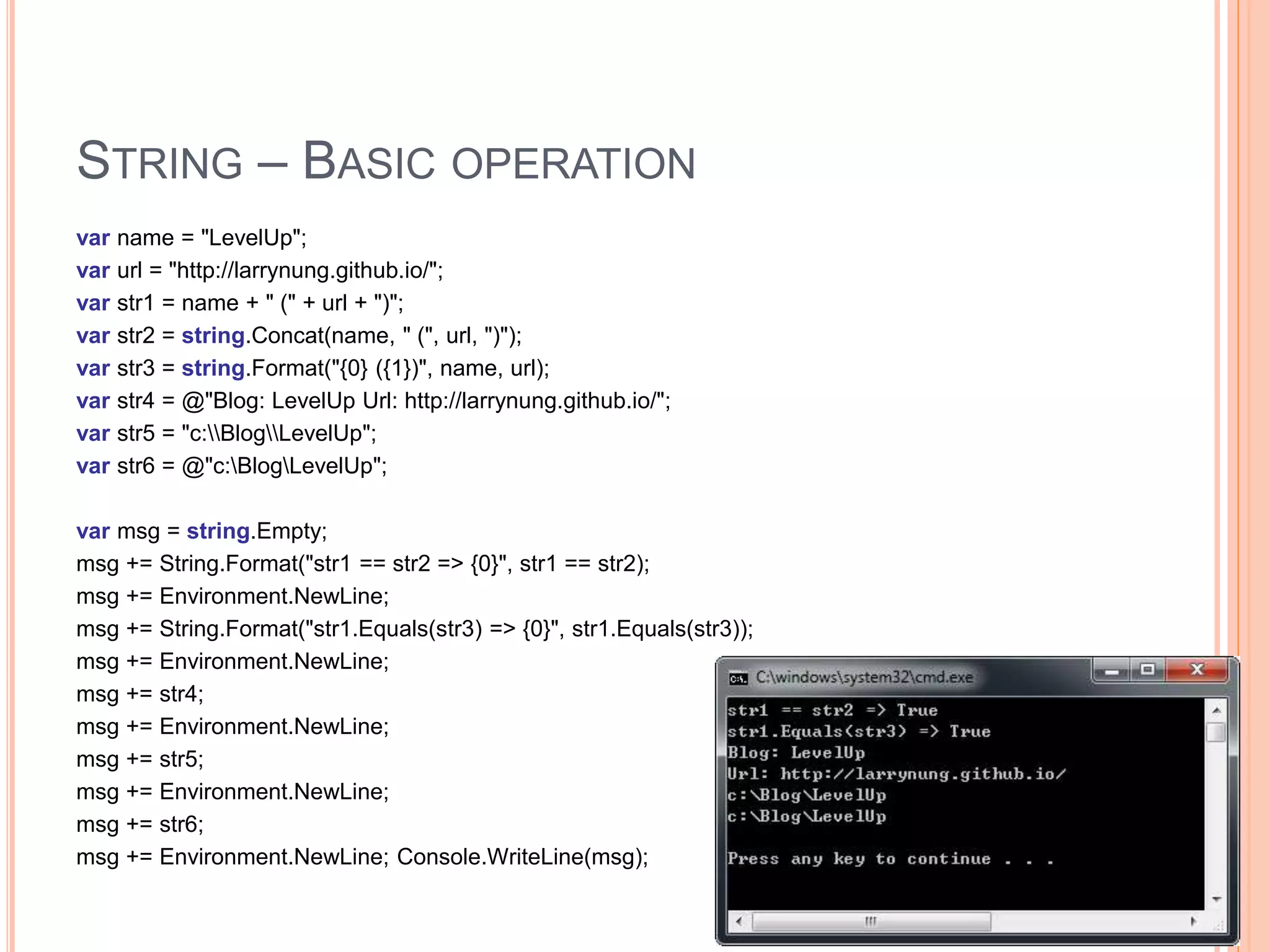 STRING OPERATIONS
8
 