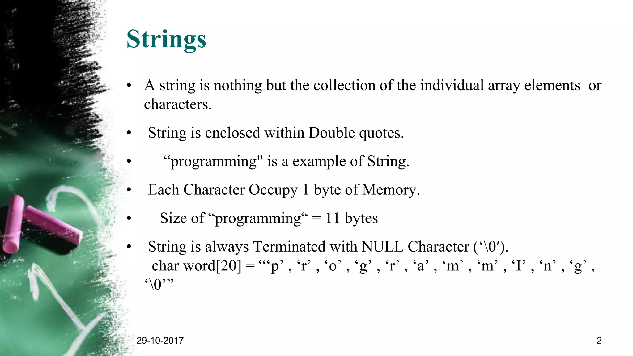 String in c programming | PPTX | Programming Languages | Computing