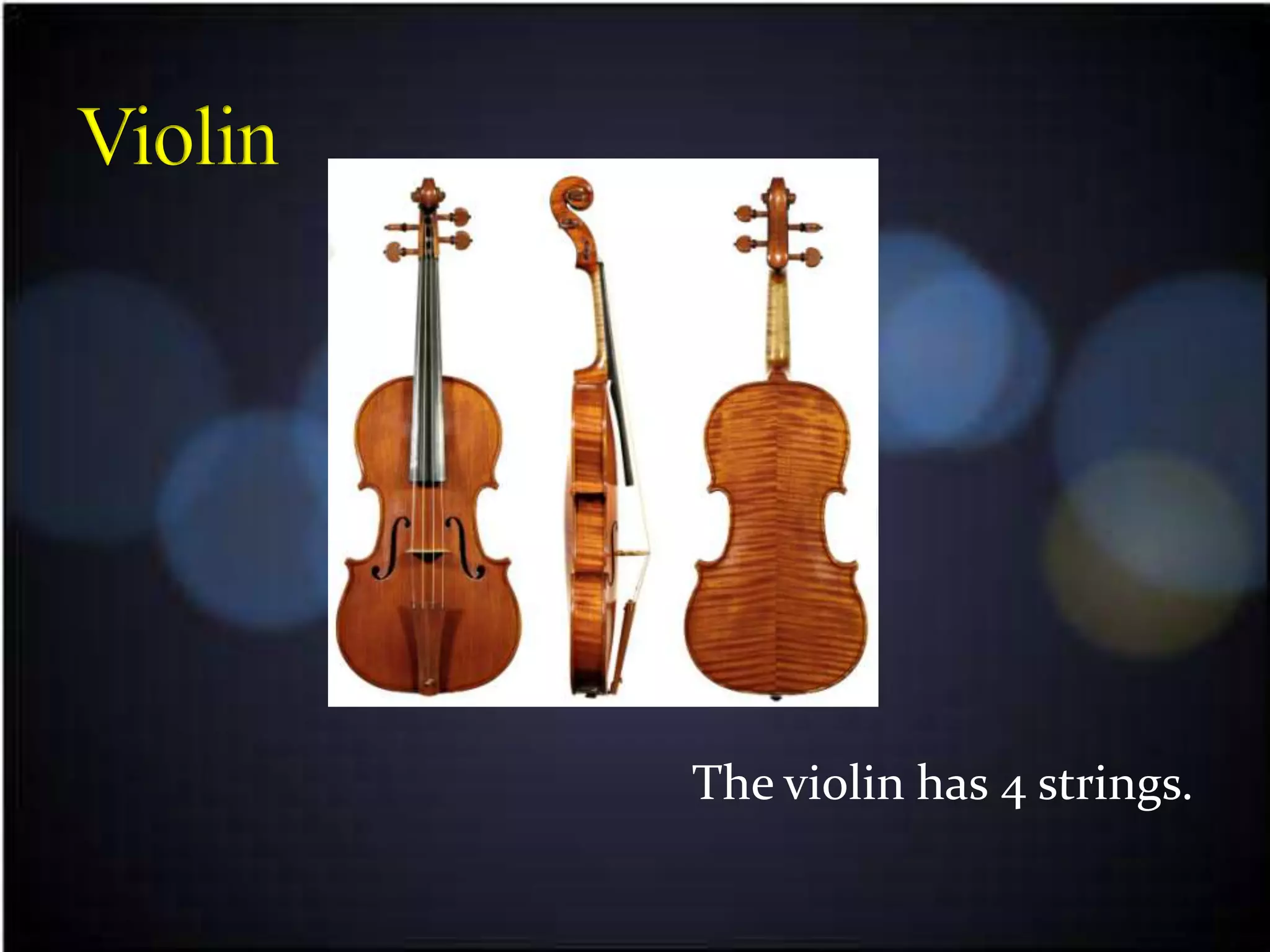 The violin has 4 strings.
 