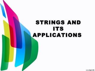 STRINGS AND
     ITS
APPLICATIONS
 