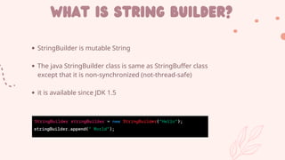 Java Presentation on the topic of string | PDF | Programming Languages ...