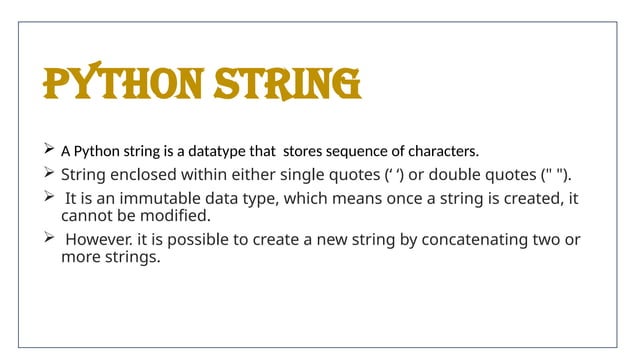 presentation on python string manipulation | PPT