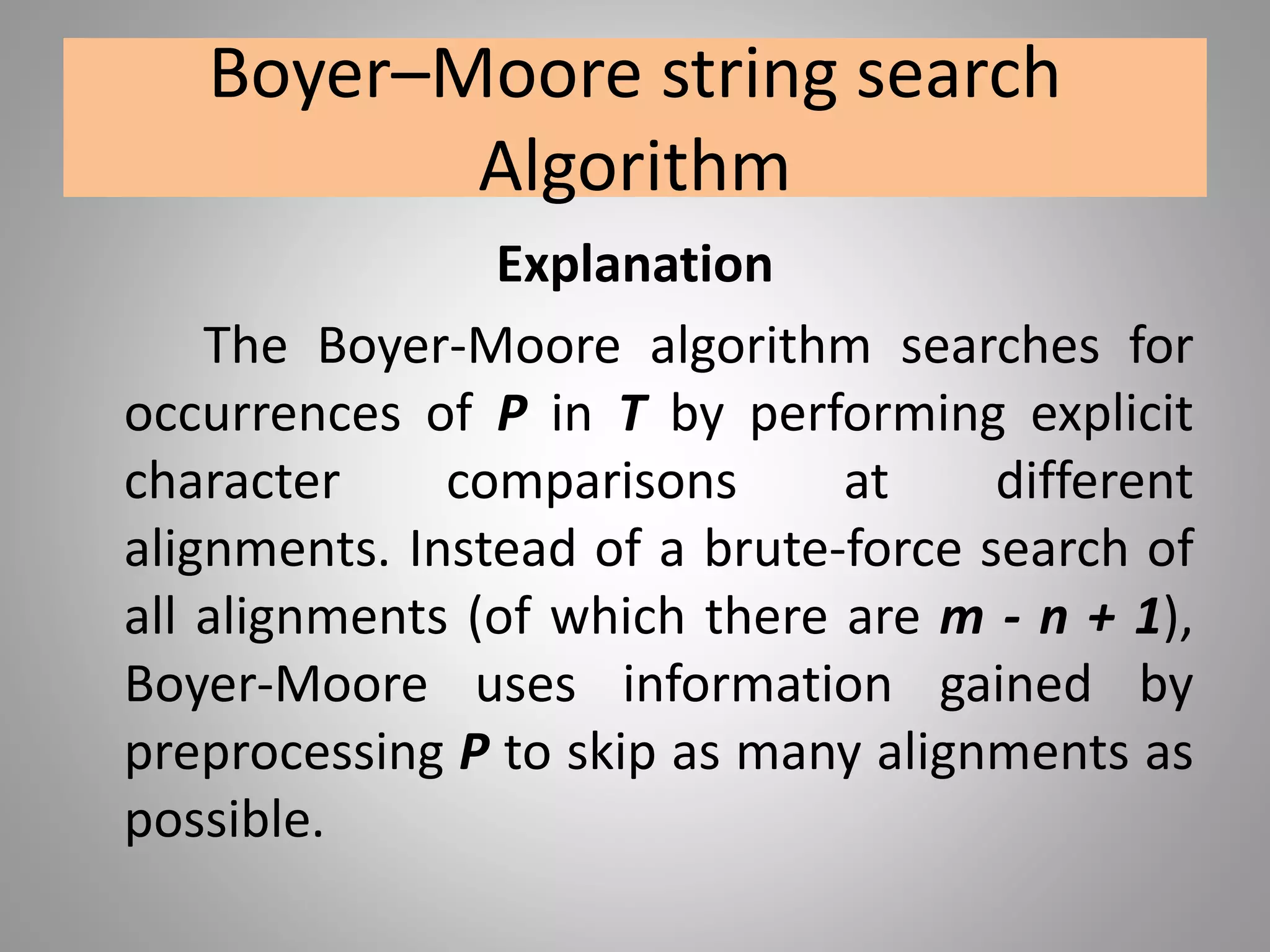 String matching algorithms-pattern matching. | PPT