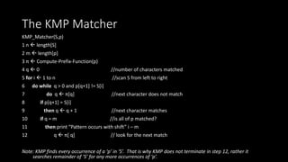 String matching algorithms(knuth morris-pratt) | PPT