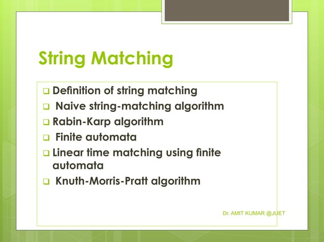 String matching, naive, | PPT