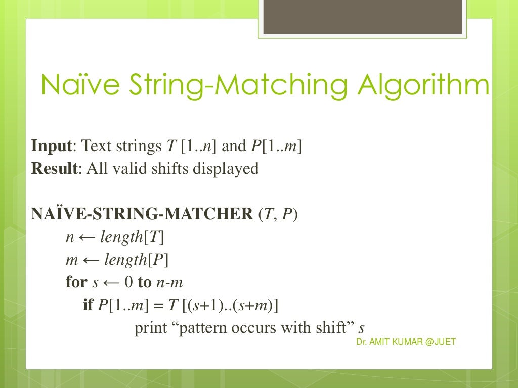 String matching, naive,