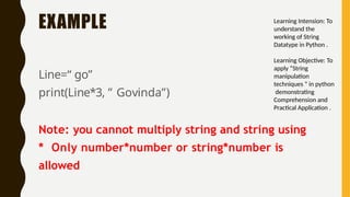 PYTHON STRING (METHODS AND FUNCTIONS )- MANIPULATIONS | PPTX