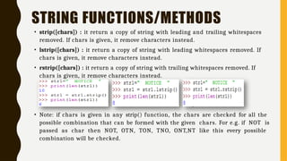PYTHON STRING (METHODS AND FUNCTIONS )- MANIPULATIONS | PPTX