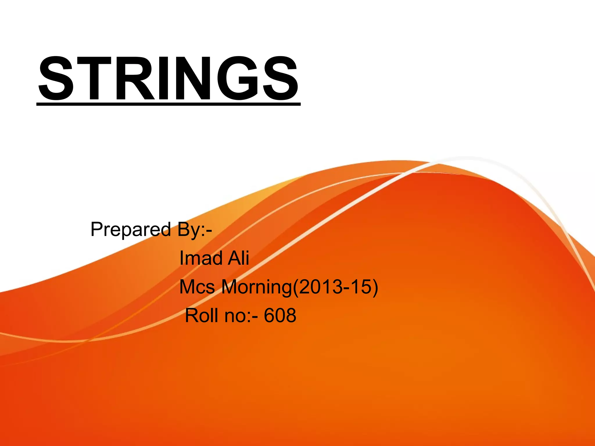 Strings | PPT