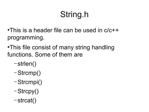 Strings Functions in C Programming | PPT