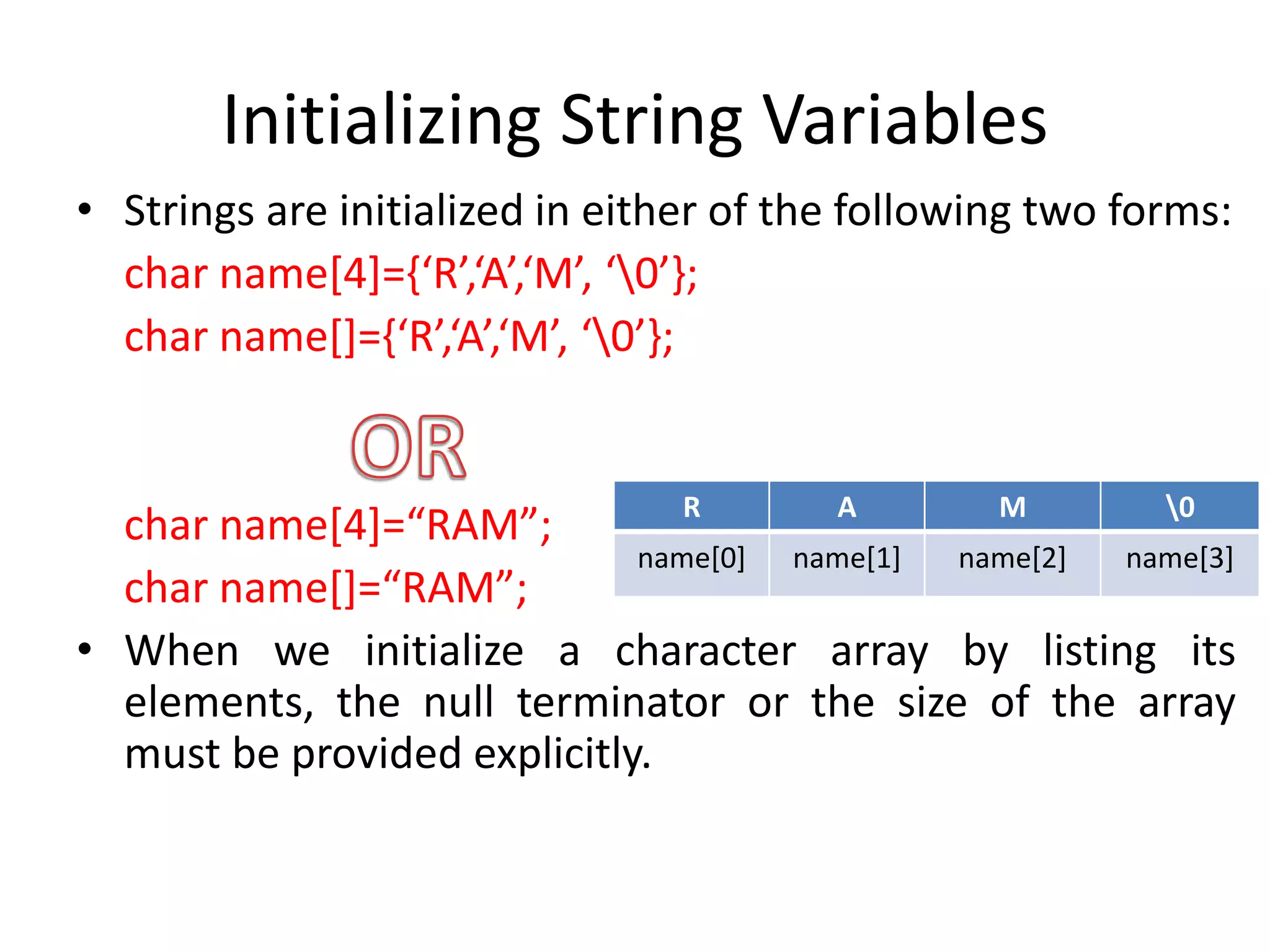 Strings in C | PPTX | Programming Languages | Computing