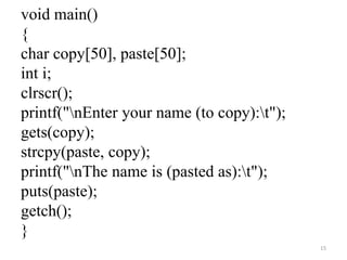 Strings in C | PPTX | Programming Languages | Computing