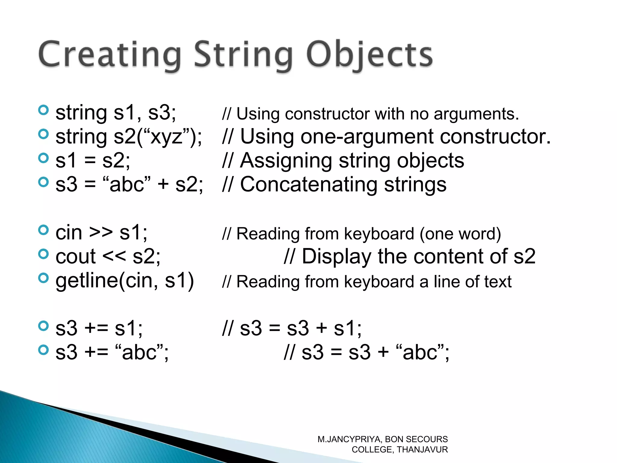 Manipulation of Strings | PPT