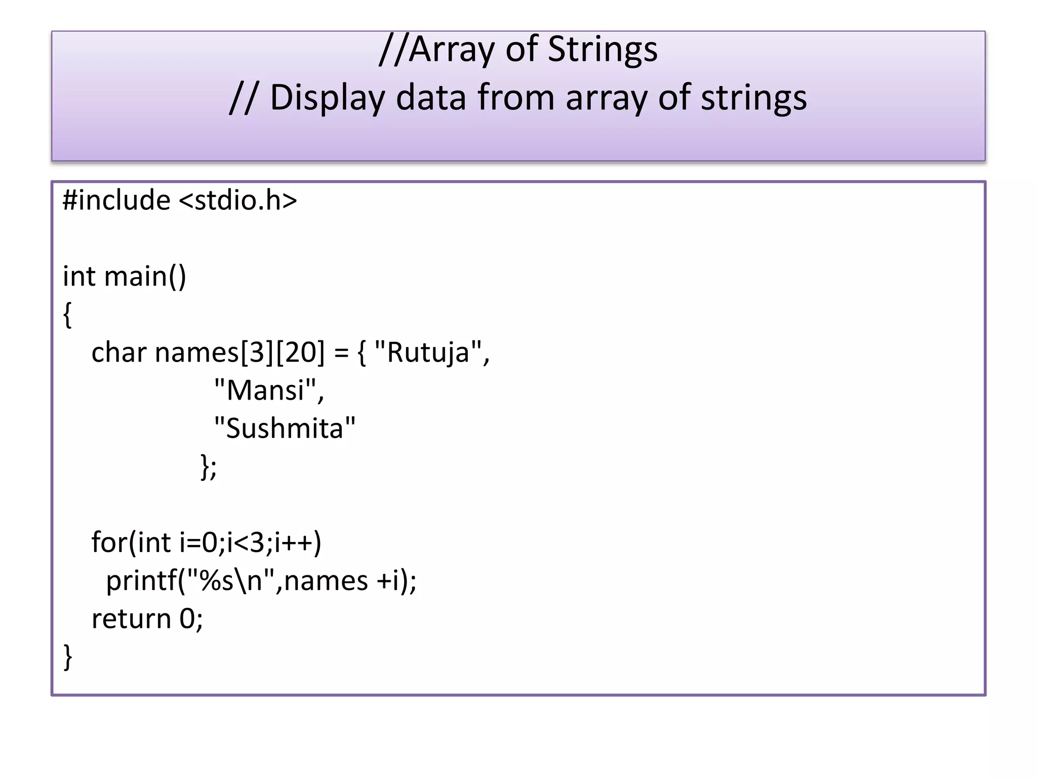 Strings in C language | PPT