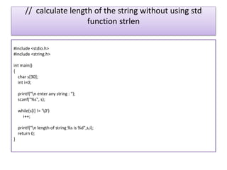 Strings in C language | PPTX | Programming Languages | Computing
