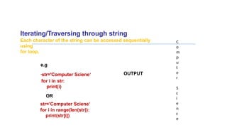 string manipulation in python ppt for grade 11 cbse | PPTX