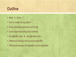 Strings and its types in java programming