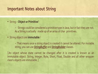 Strings and its types in java programming