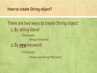 Strings and its types in java programming