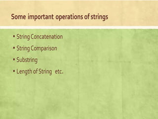 Strings and its types in java programming