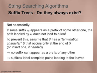 String Searching Algorithms 
Suffix Trees - Do they always exist? 
[Adapted from P.Kilpeläinen] 
 