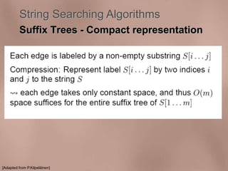 String Searching Algorithms 
Suffix Trees - Compact representation 
[Adapted from P.Kilpeläinen] 
 