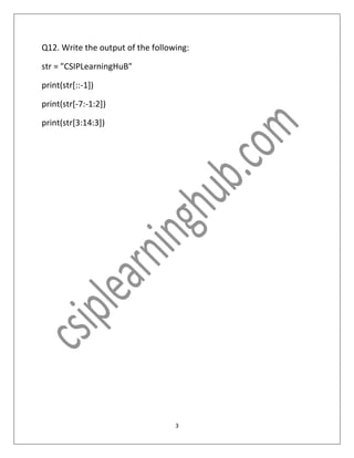 CBSE Python String Assignment | PDF