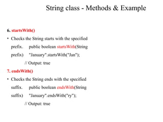 string in java class, method, object, ch | PPTX