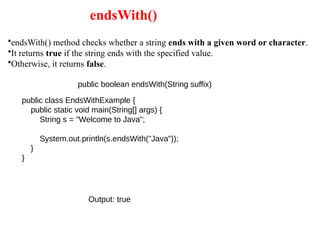 string in java class, method, object, ch | PPTX
