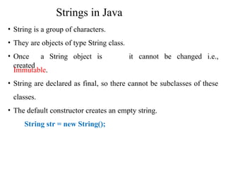 string in java class, method, object, ch | PPTX