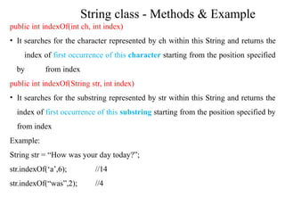 string in java class, method, object, ch | PPTX