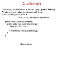 string in java class, method, object, ch | PPTX