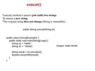 string in java class, method, object, ch | PPTX