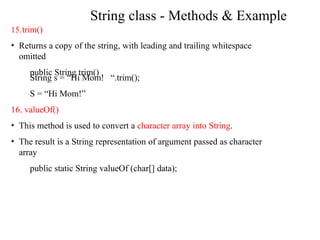 string in java class, method, object, ch | PPTX
