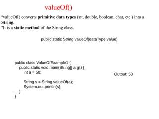 string in java class, method, object, ch | PPTX
