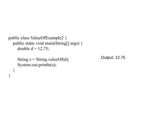 tostring() method in java | object class methods |java... string in java class, method, object, ch | PPTX